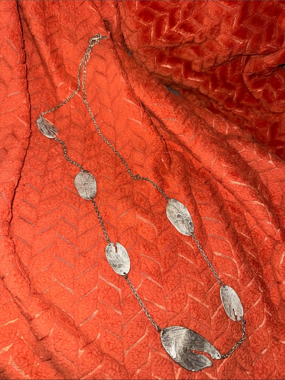 Vintage VCLM Silver Tone Fossilized Ocean Shell Articulated Statement Necklace